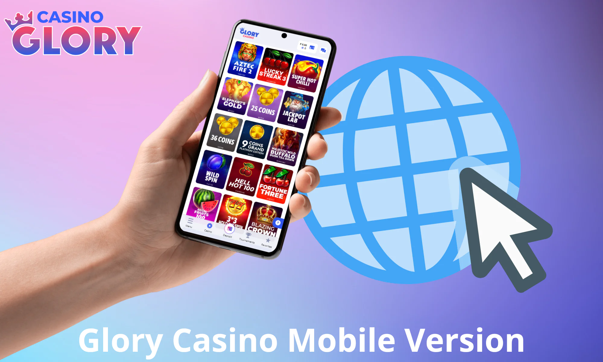 Glory Casino offers a fully functional mobile website version for players