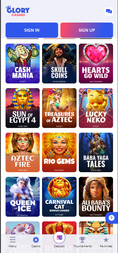 Glory Casino app screenshot 1