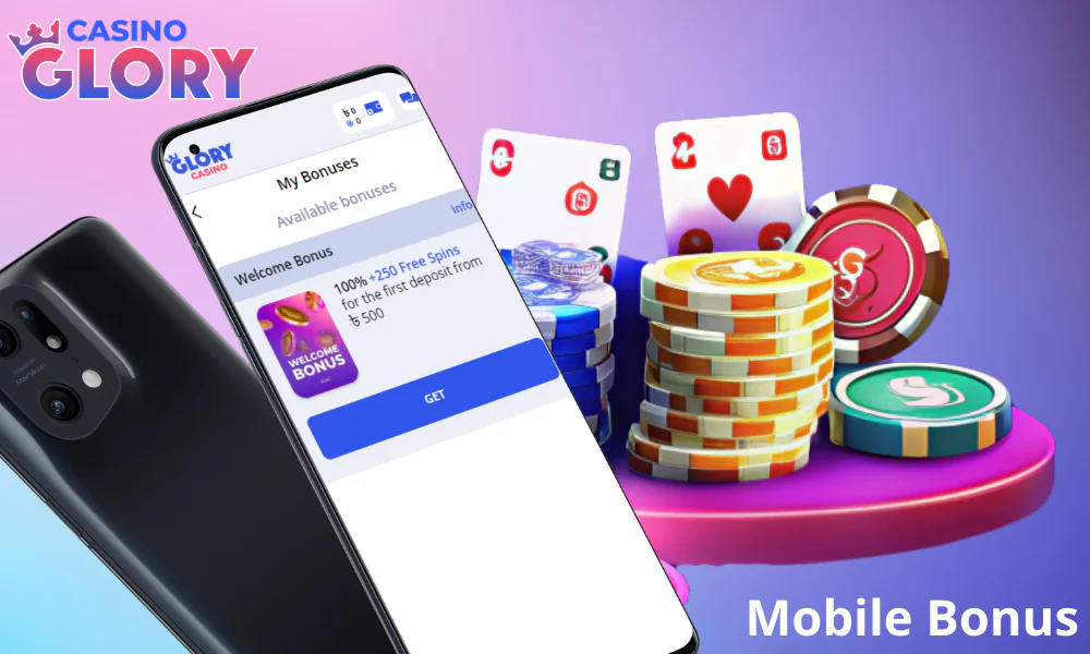 Illustration of the welcome bonus for new Glory Casino app users in Bangladesh